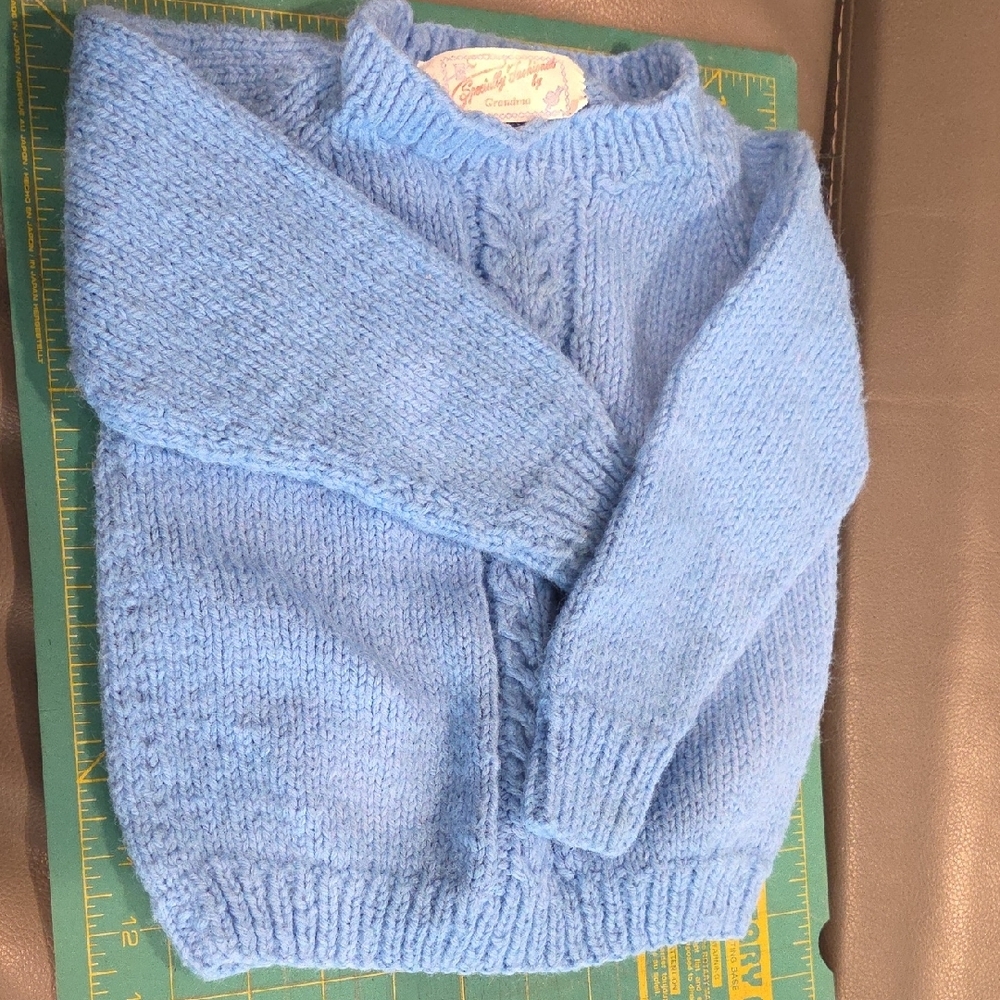 Vintage Light Blue Knit Sweater - Picture 2 of 3
